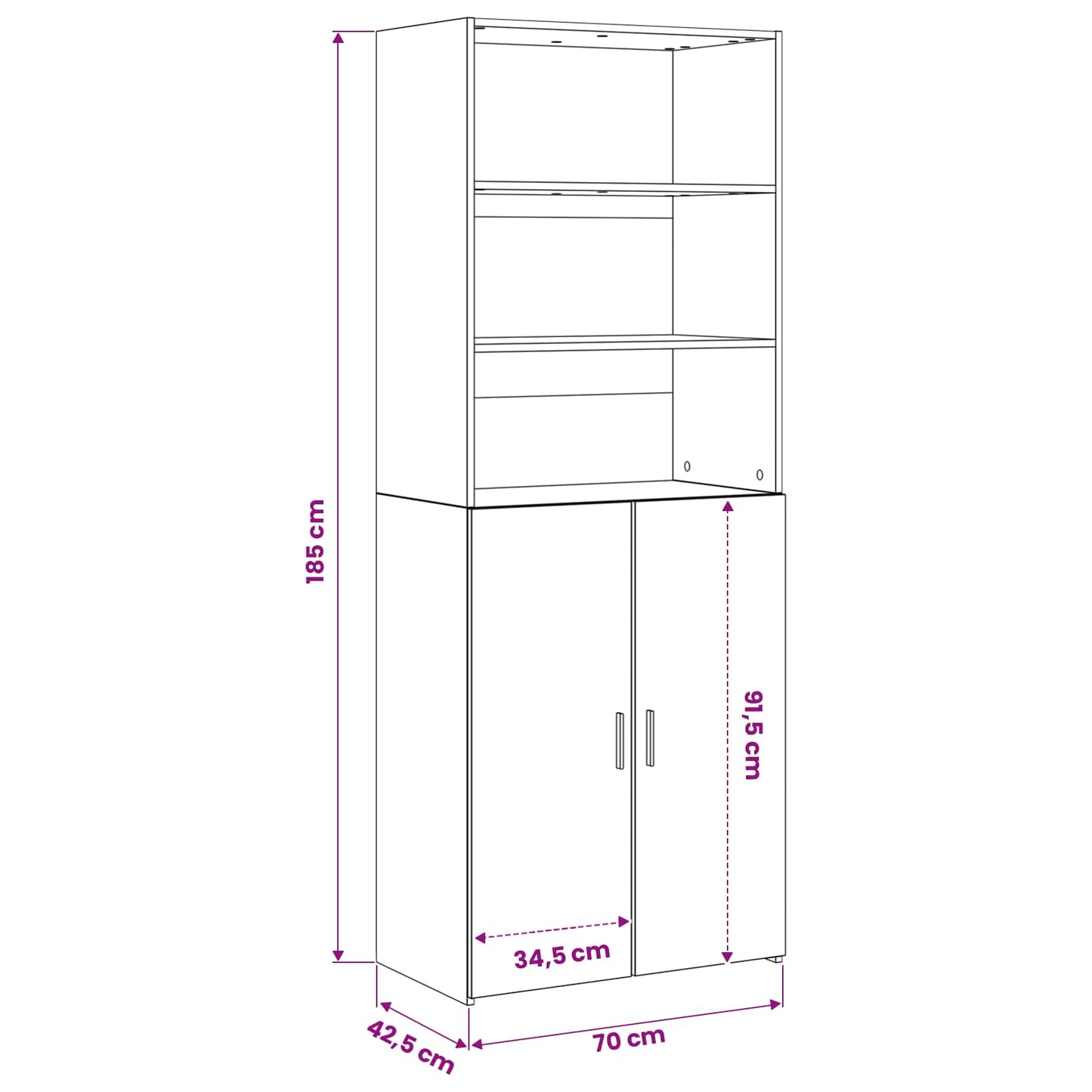 vidaXL Highboard Artisan Oak 70 x 42.5 x 185 cm Engineered Wood