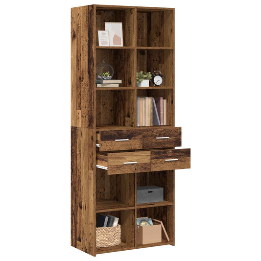 vidaXL Bookcase Old wood 30 x 42.4 x 185.2 cm