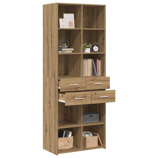 vidaXL Bookcase Artisan oak 30 x 42.4 x 185.2 cm