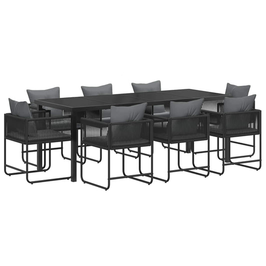 vidaXL Garden Dining Set 9 pcs Black and Anthracite 200 x 80 x 73 cm