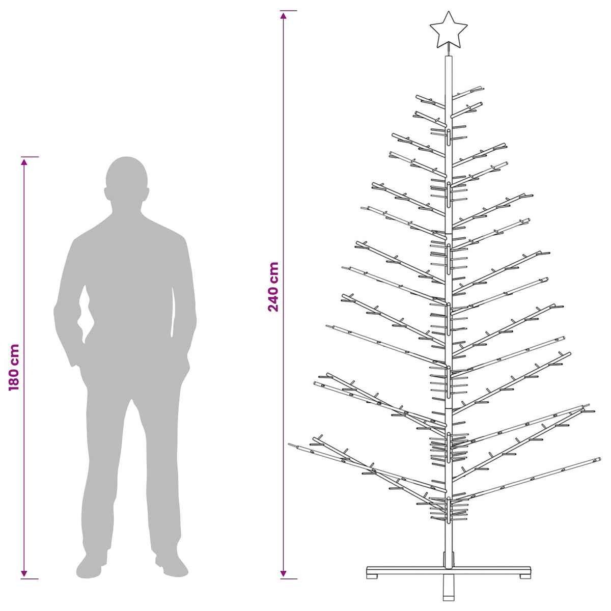 vidaXL Wooden Christmas Tree KOTKA 240 cm Bamboo and Solid Pine Wood
