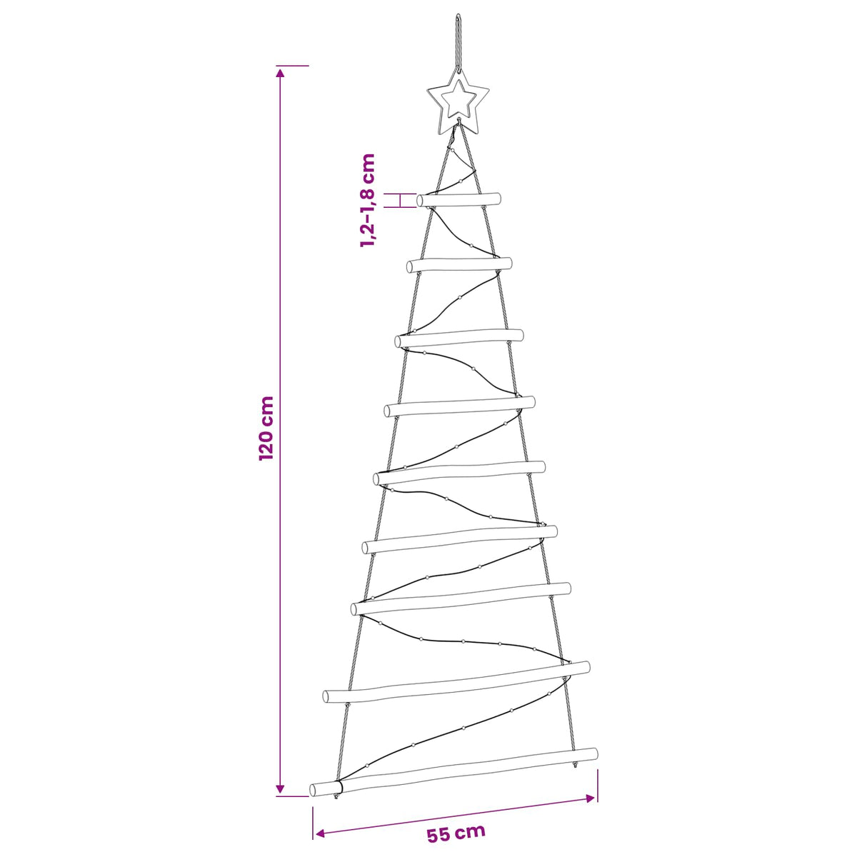 vidaXL Hanging Christmas Tree 120 cm 50 LEDs Warm White