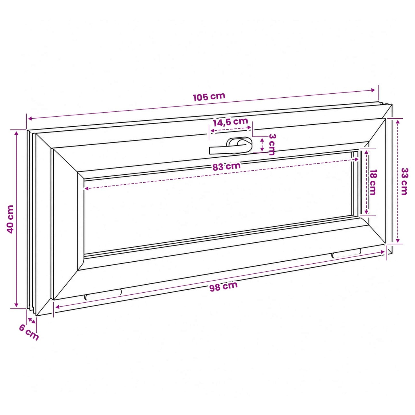 vidaXL Basement Window Internal Colour White RISOR 105 x 40 cm
