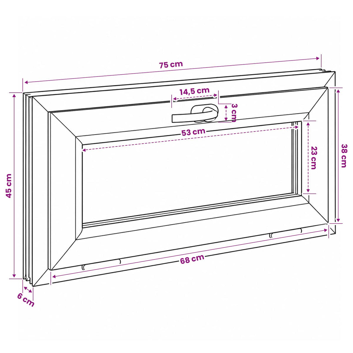 vidaXL Basement Window Internal Colour White RISOR 75 x 45 cm
