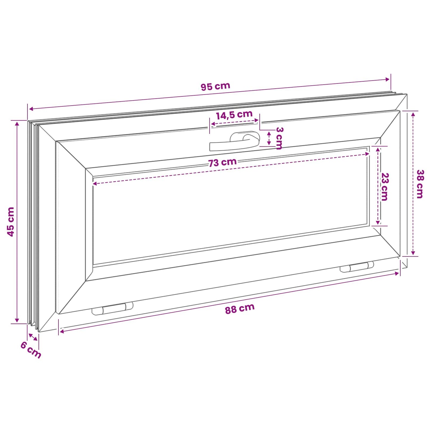 vidaXL Tilt Basement Window RISOR 95 x 45 cm PVC and Clear Plain Glass