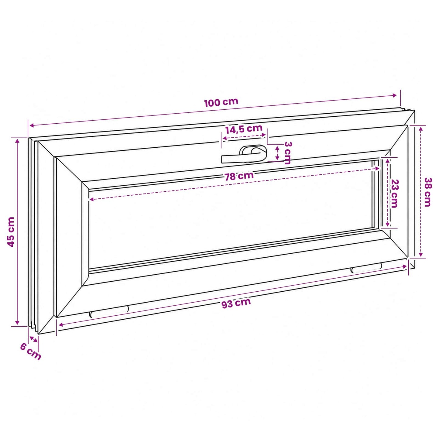 vidaXL Basement Window Internal Colour White RISOR 100 x 45 cm