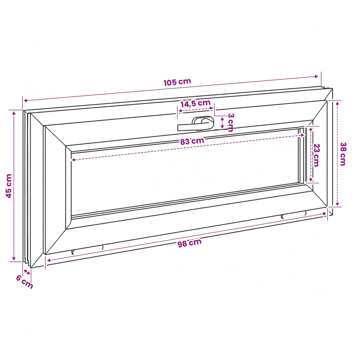 vidaXL Basement Window Internal Colour White RISOR 105 x 45 cm