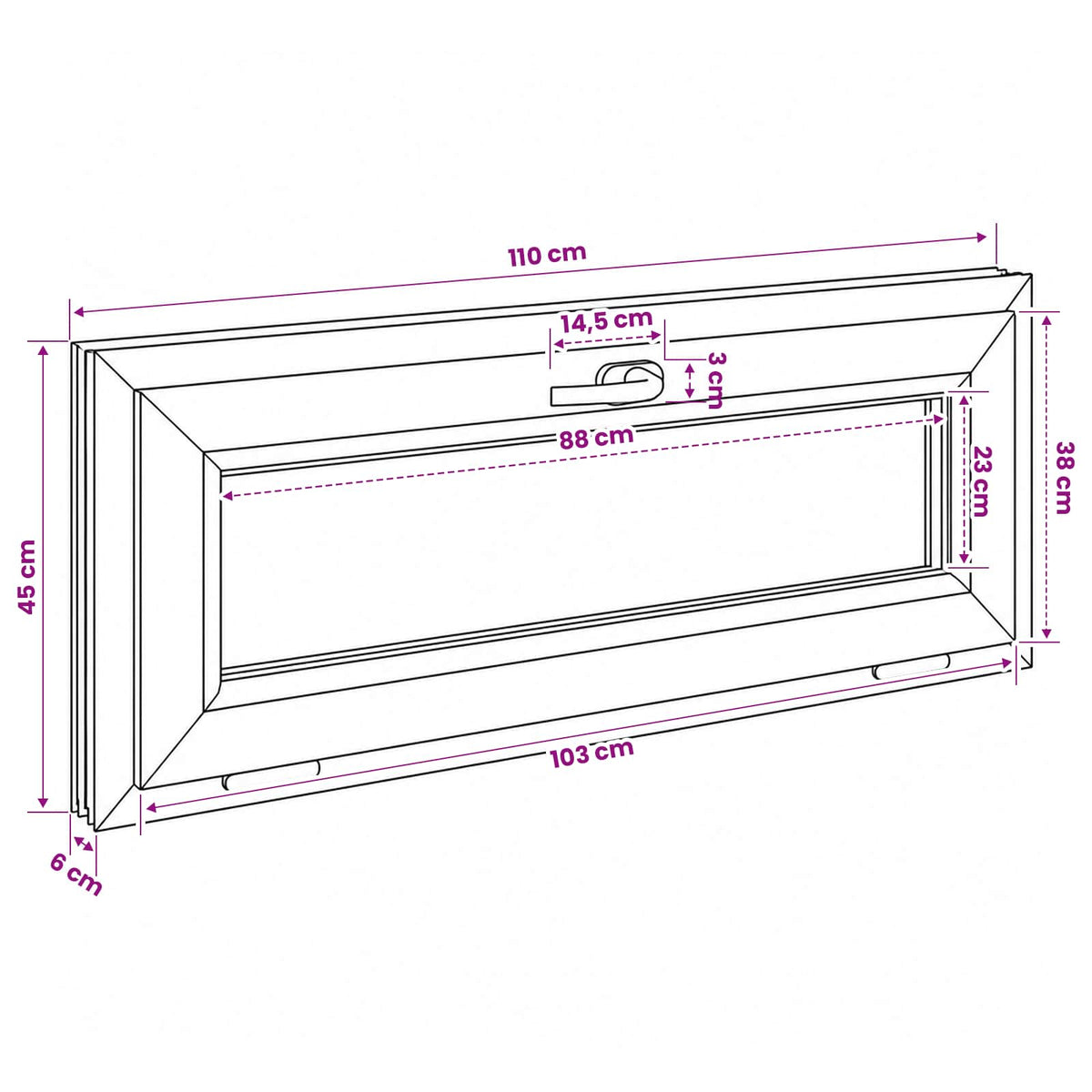 vidaXL Basement Window Internal Colour White RISOR 110 x 45 cm