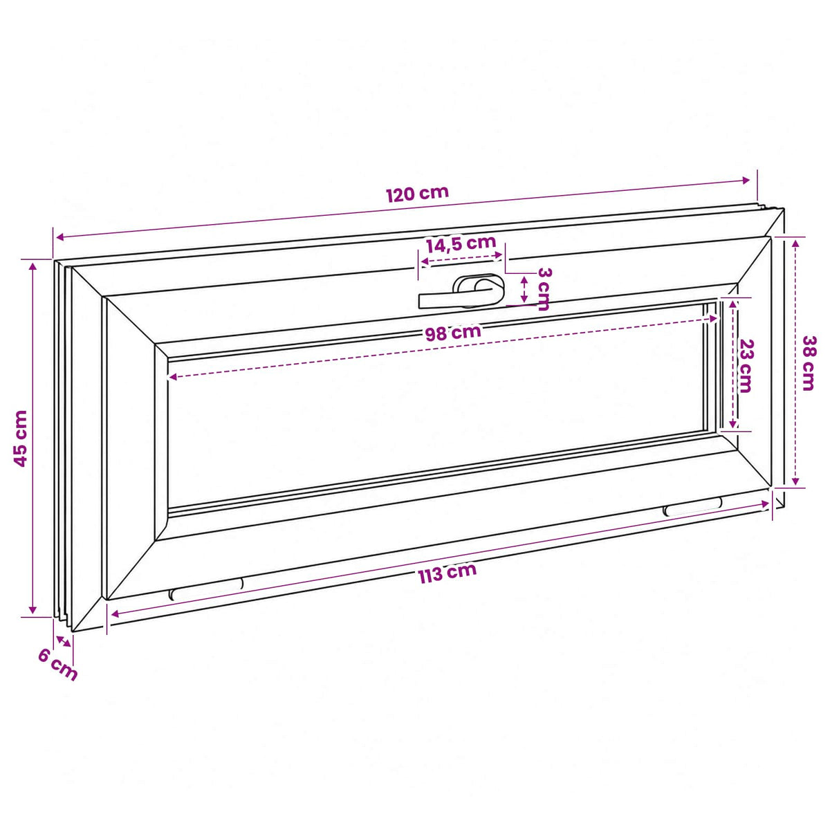 vidaXL Basement Window Internal Colour White RISOR 120 x 45 cm