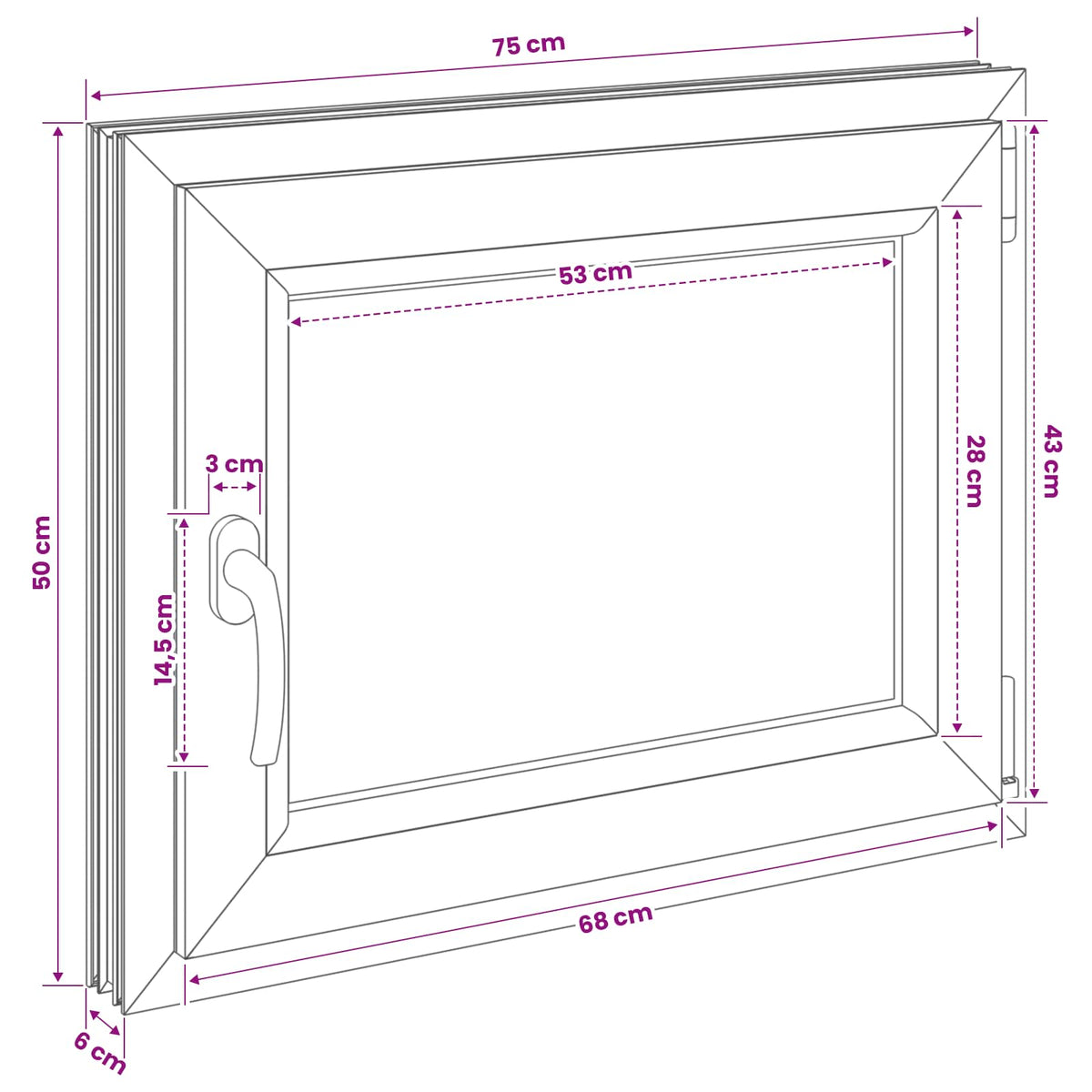 vidaXL Basement Window Internal Colour White RISOR 75 x 50 cm