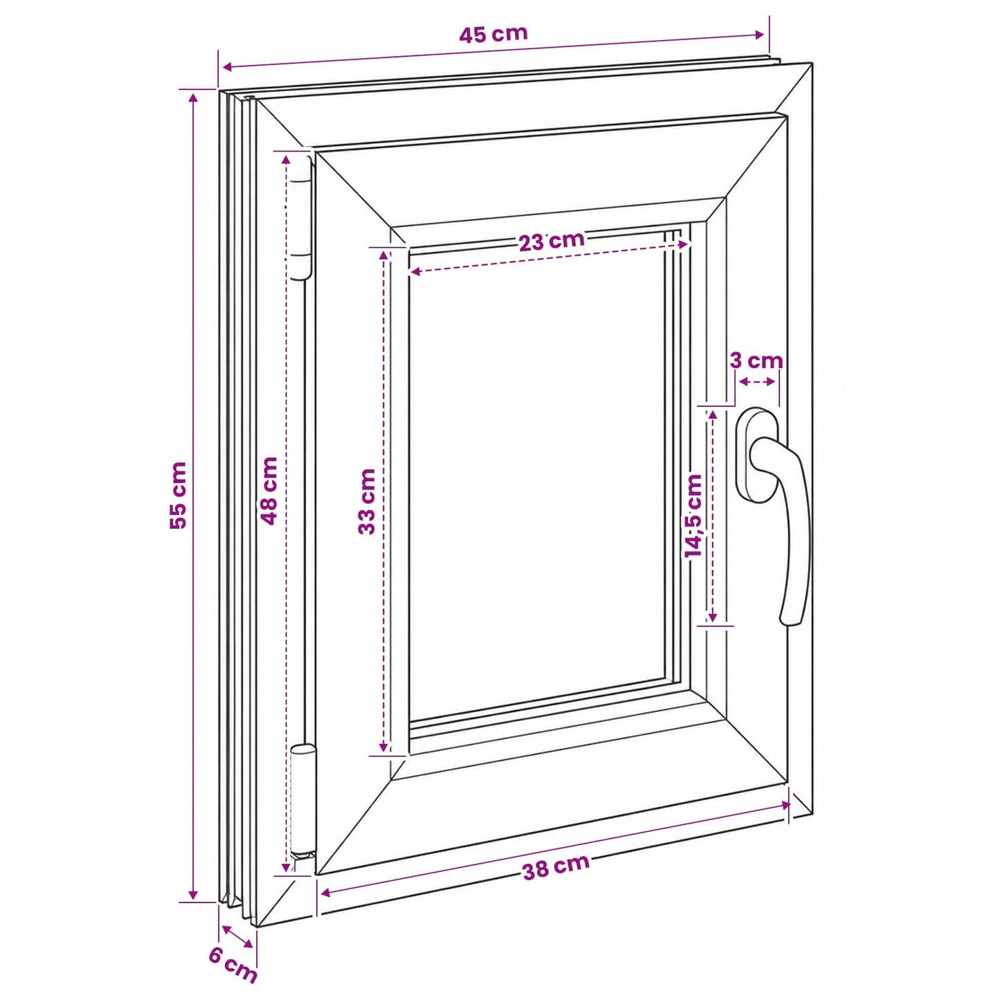 vidaXL Basement Window Internal Colour White RISOR 45 x 55 cm