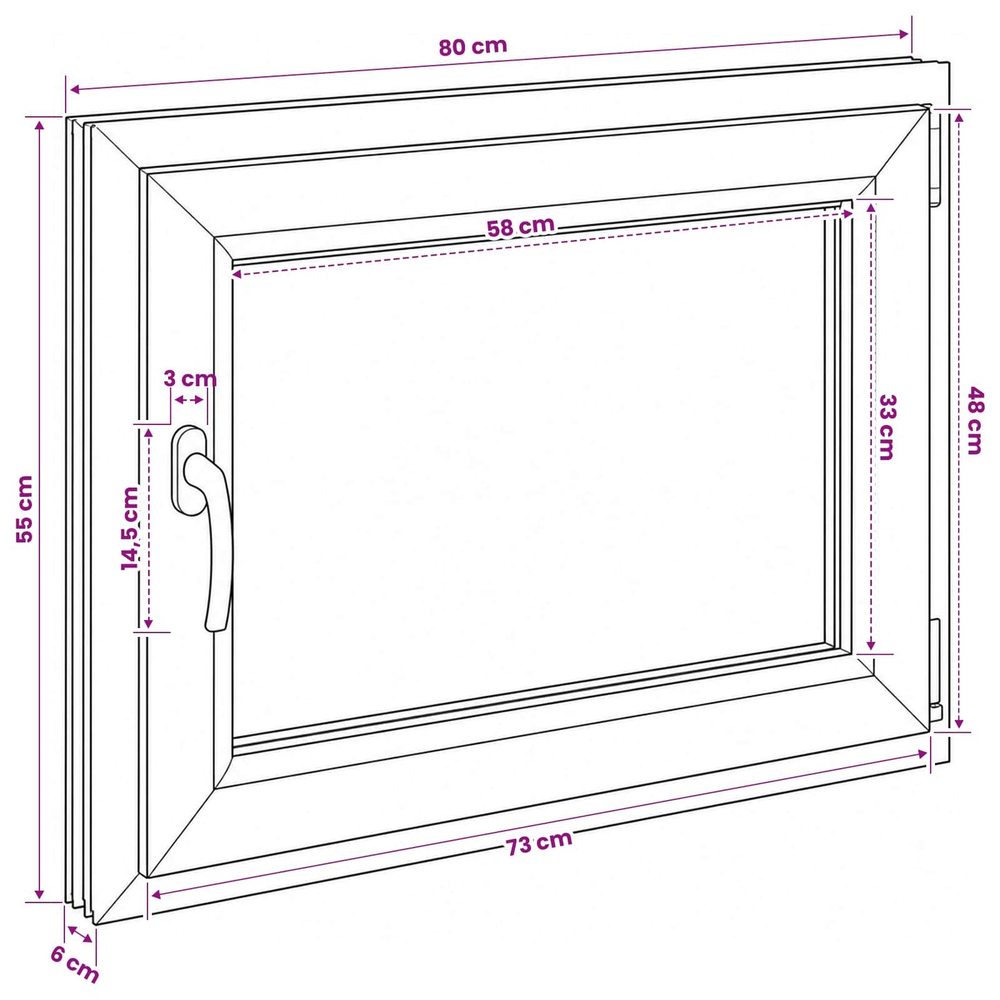 vidaXL Basement Window RISOR 80 x 55 cm PVC and Glass
