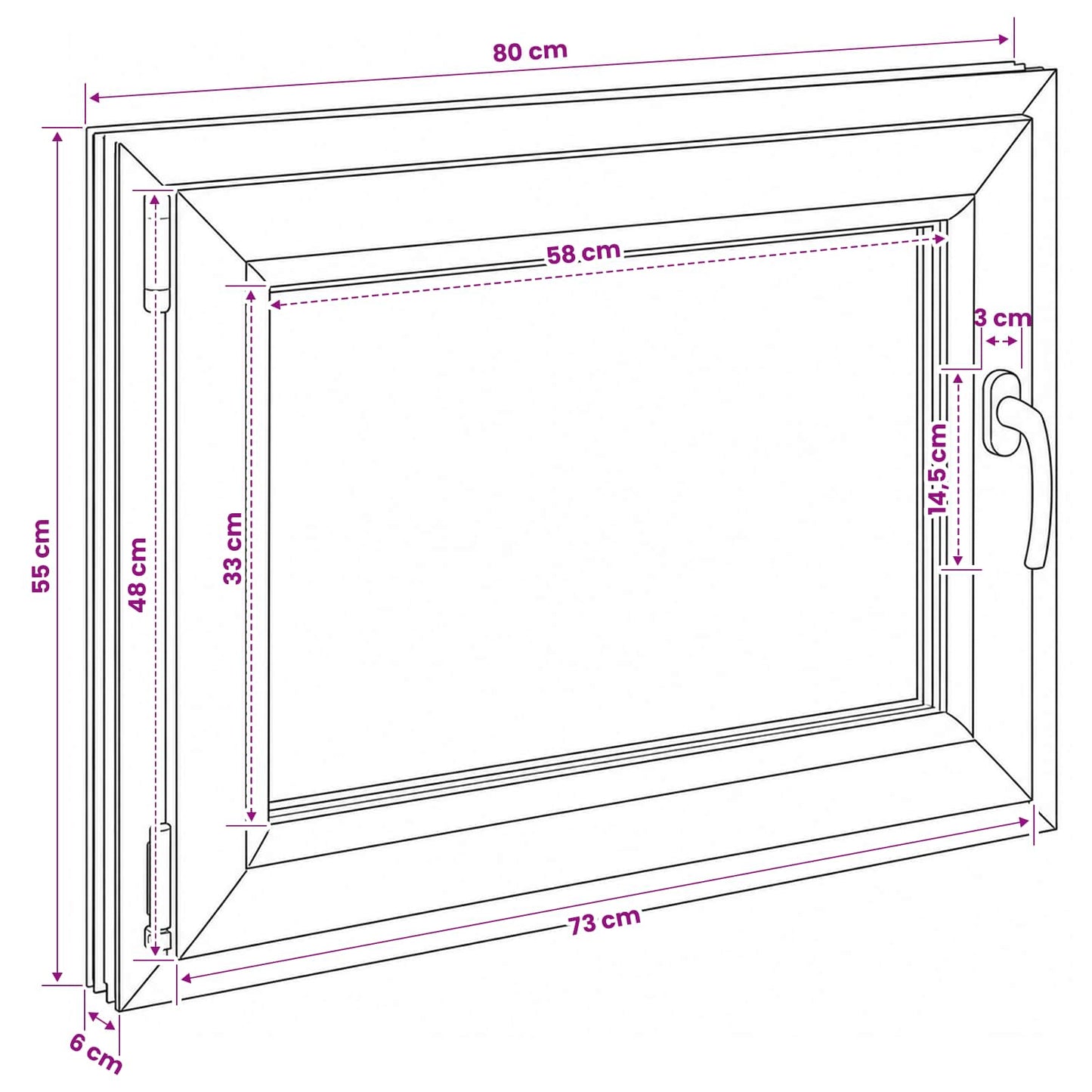 vidaXL Basement Window RISOR 80 x 55 cm PVC and Glass