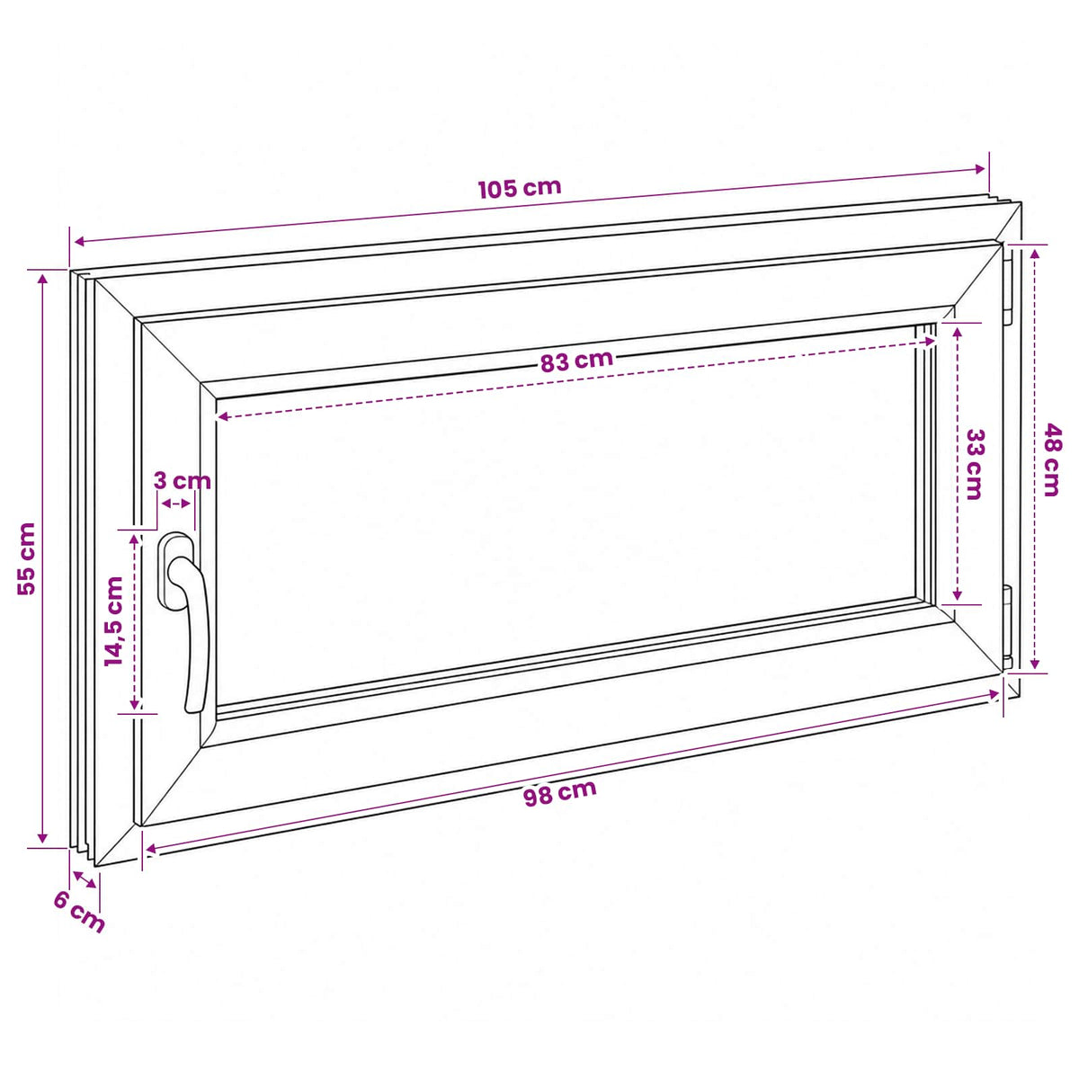 vidaXL Basement Window Internal Colour White RISOR 105 x 55 cm