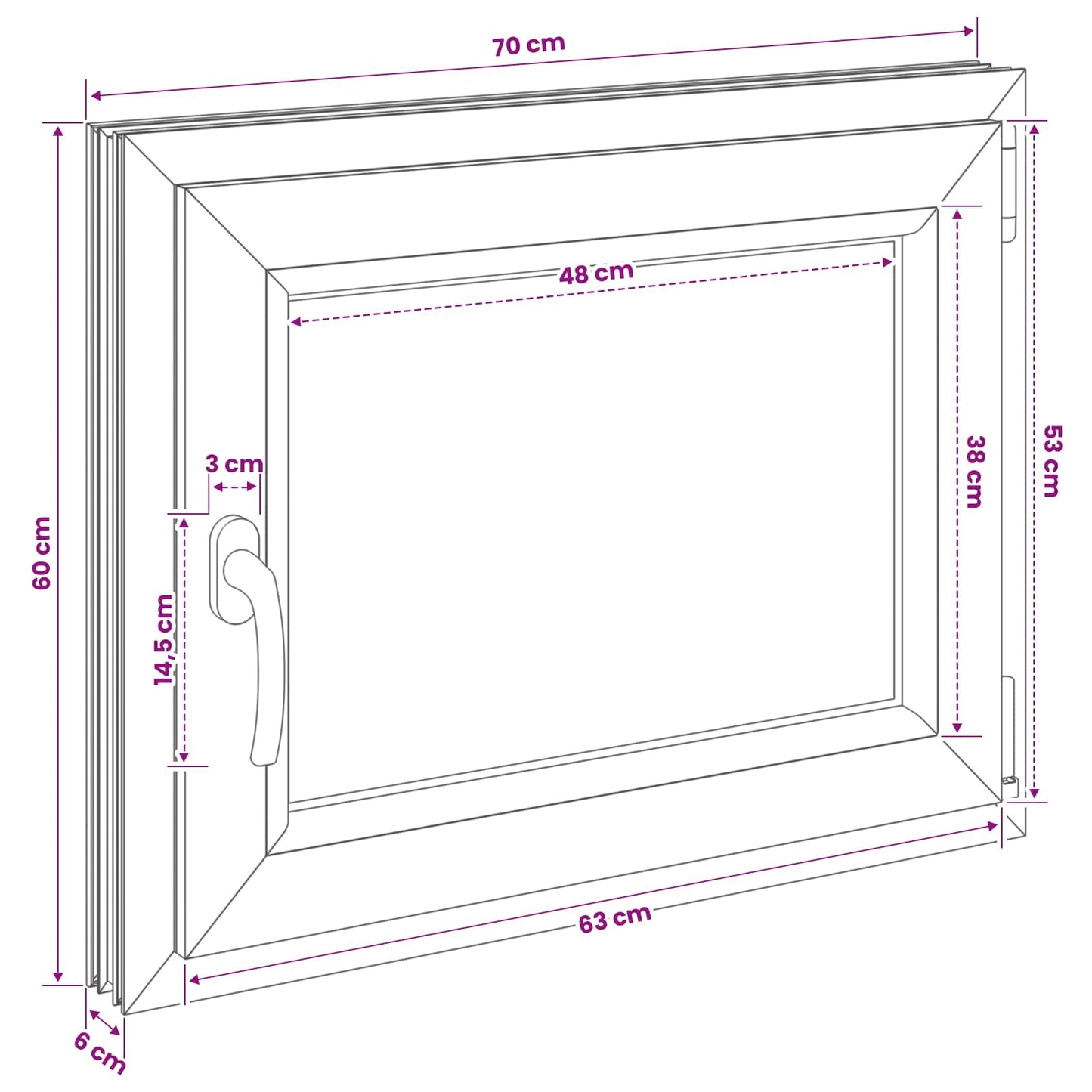 vidaXL Basement Window RISOR 70 x 60 cm PVC and Glass
