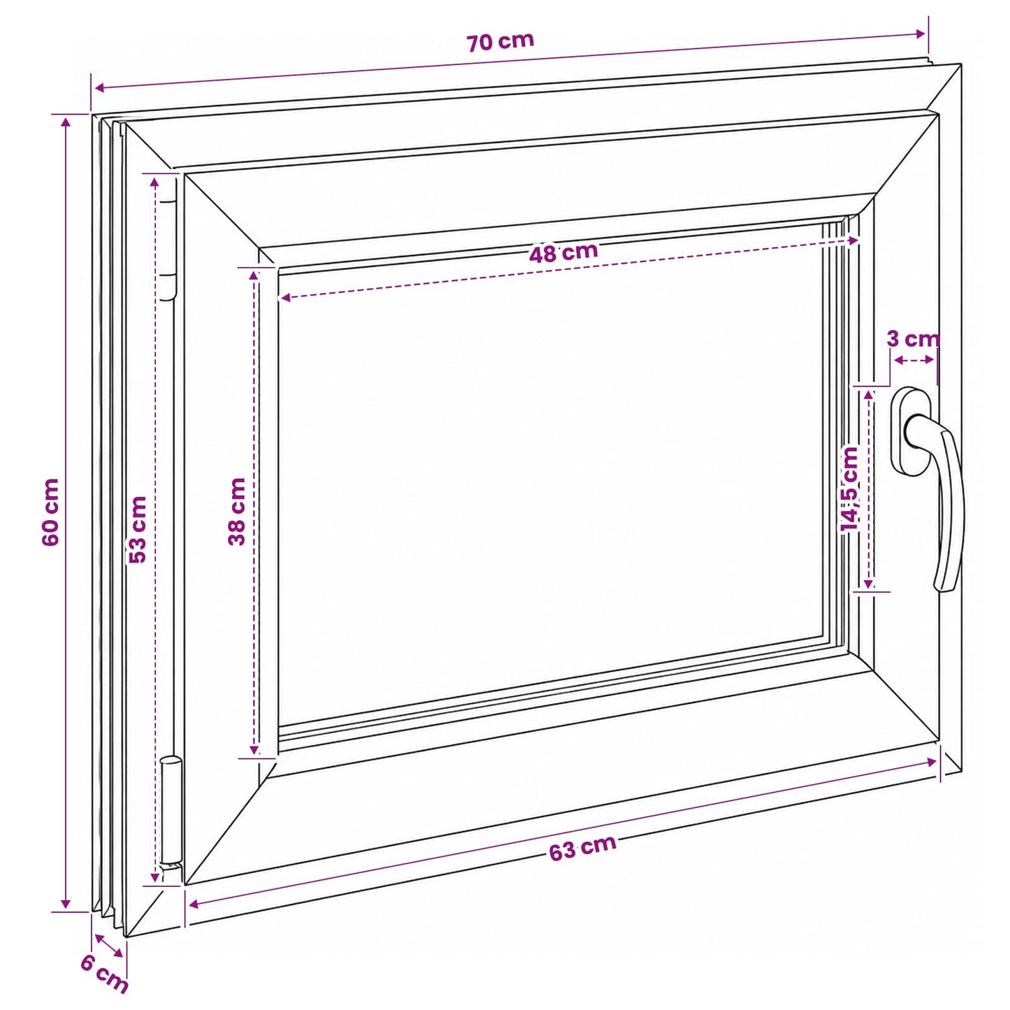 vidaXL Basement Window RISOR 70 x 60 cm PVC and Glass
