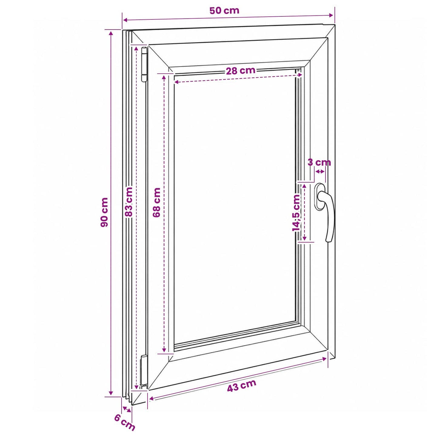 vidaXL Basement Window Internal Colour White RISOR 50 x 90 cm