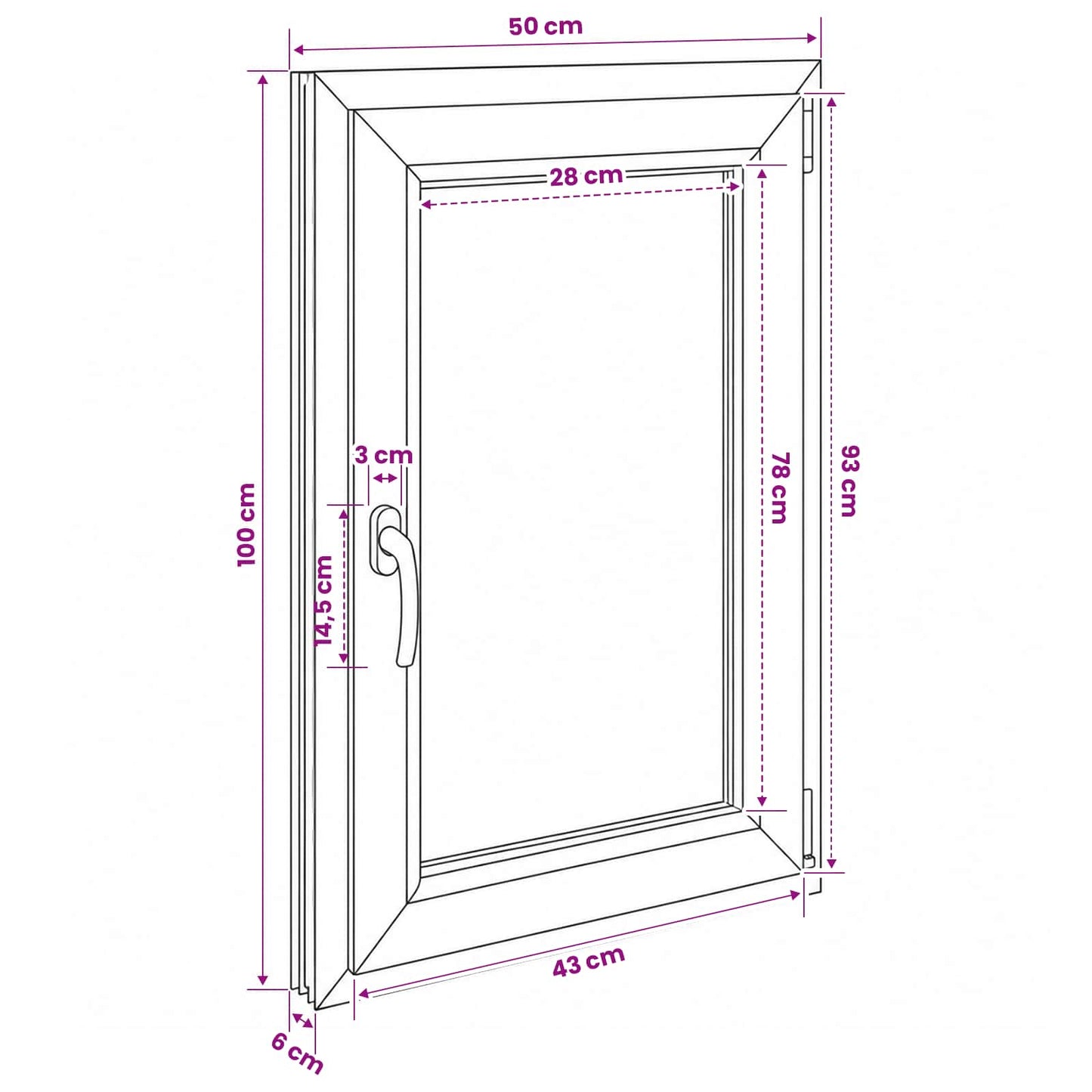vidaXL Basement Window Internal Colour White RISOR 50 x 100 cm