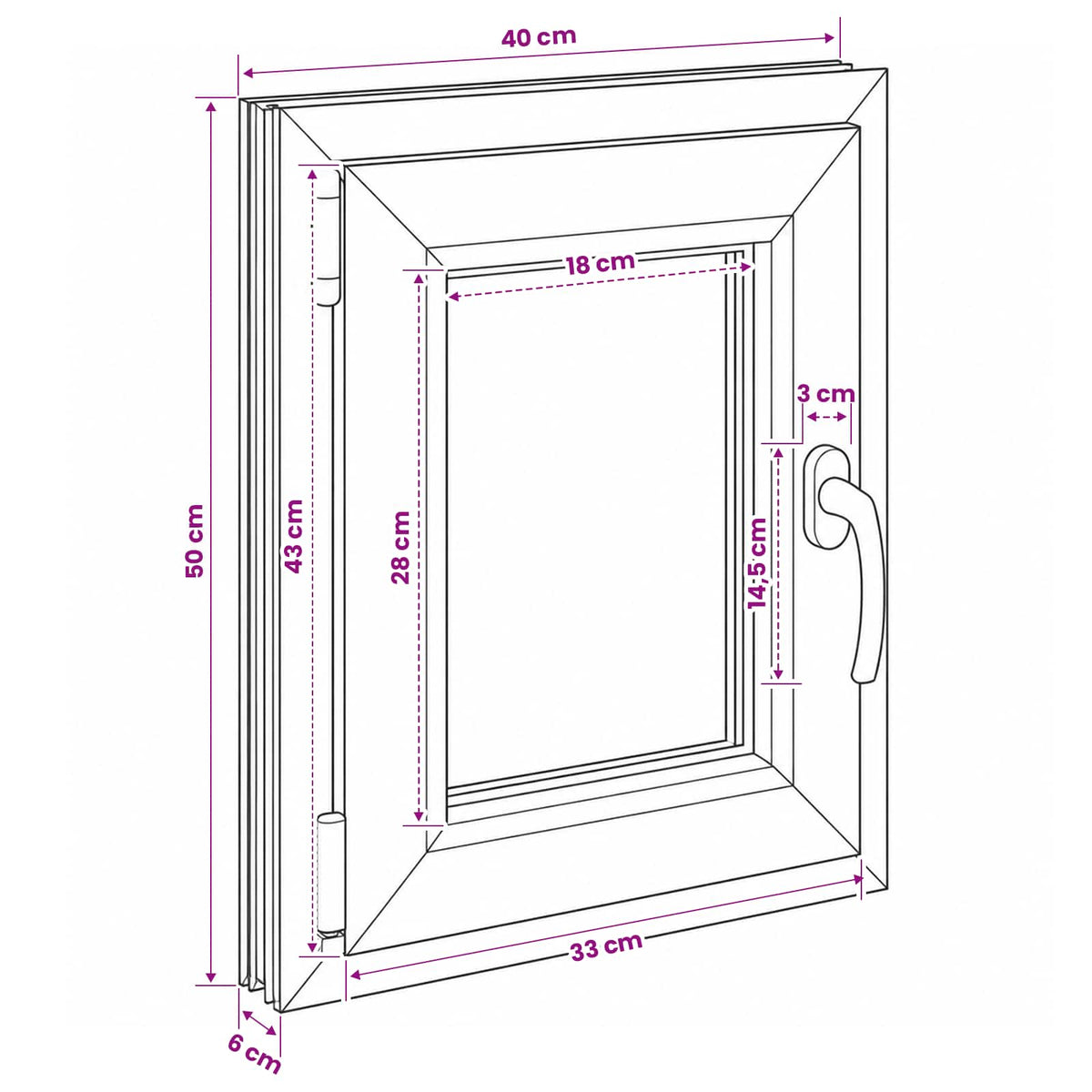 vidaXL Basement Window Internal Colour White RISOR 40 x 50 cm