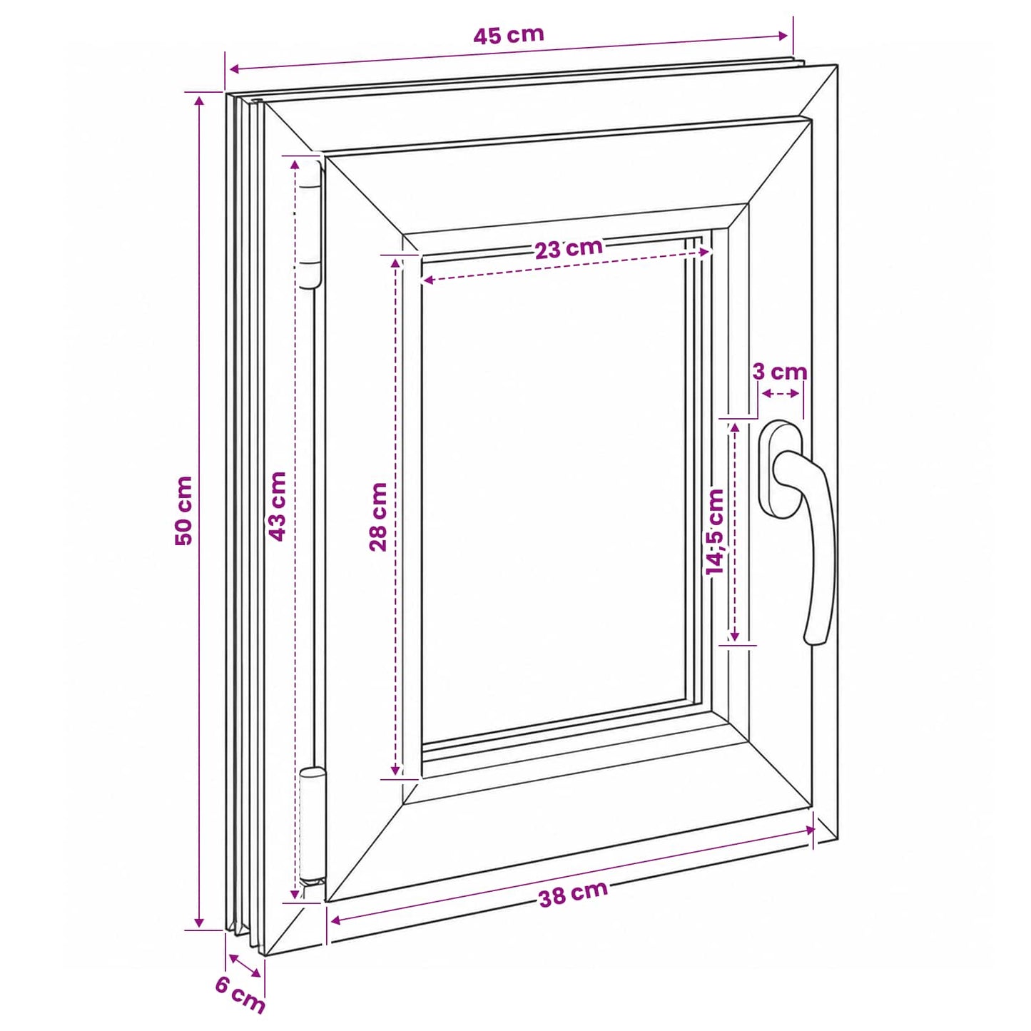 vidaXL Basement Window Internal Colour White RISOR 45 x 50 cm