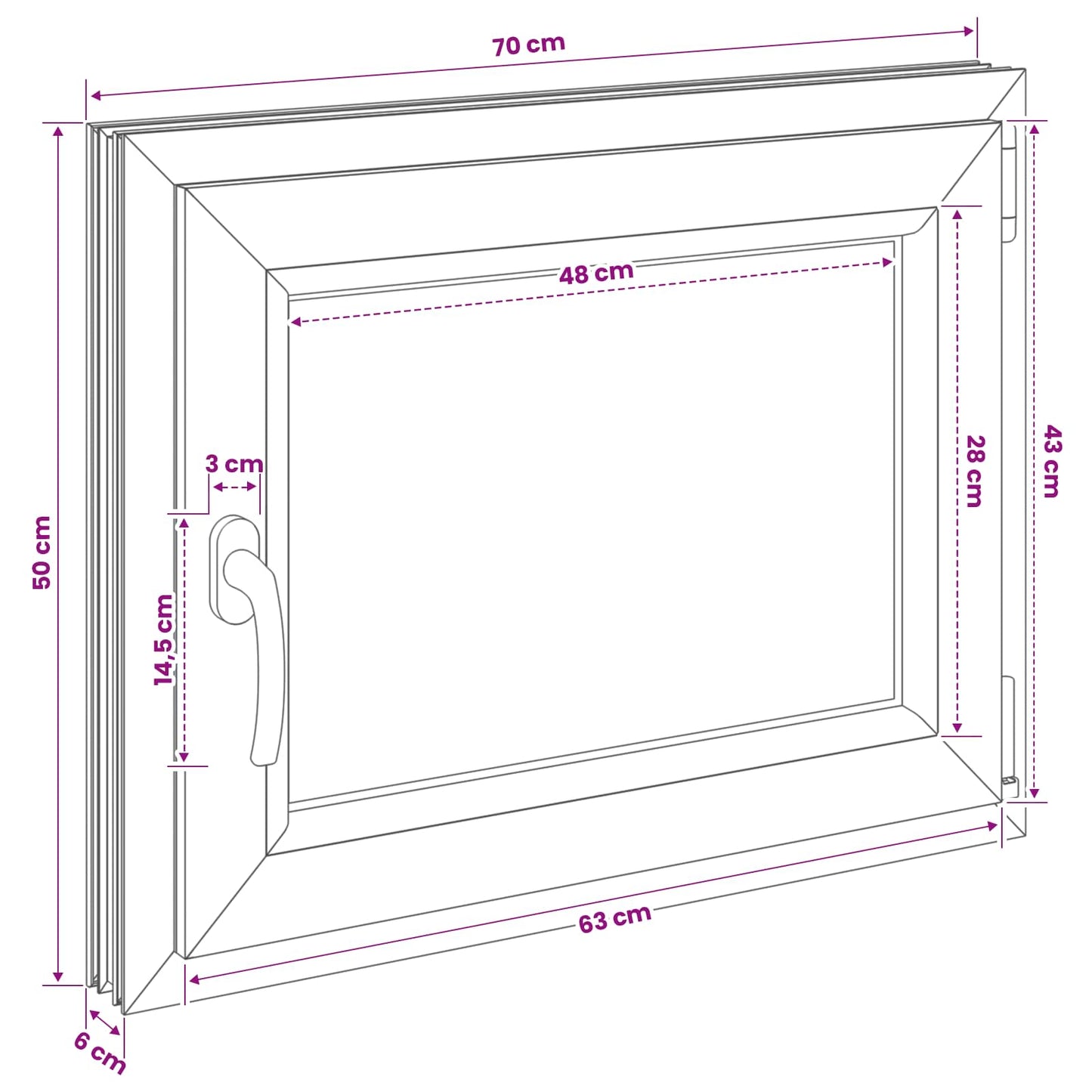vidaXL Basement Window RISOR 70 x 50 cm PVC and Glass