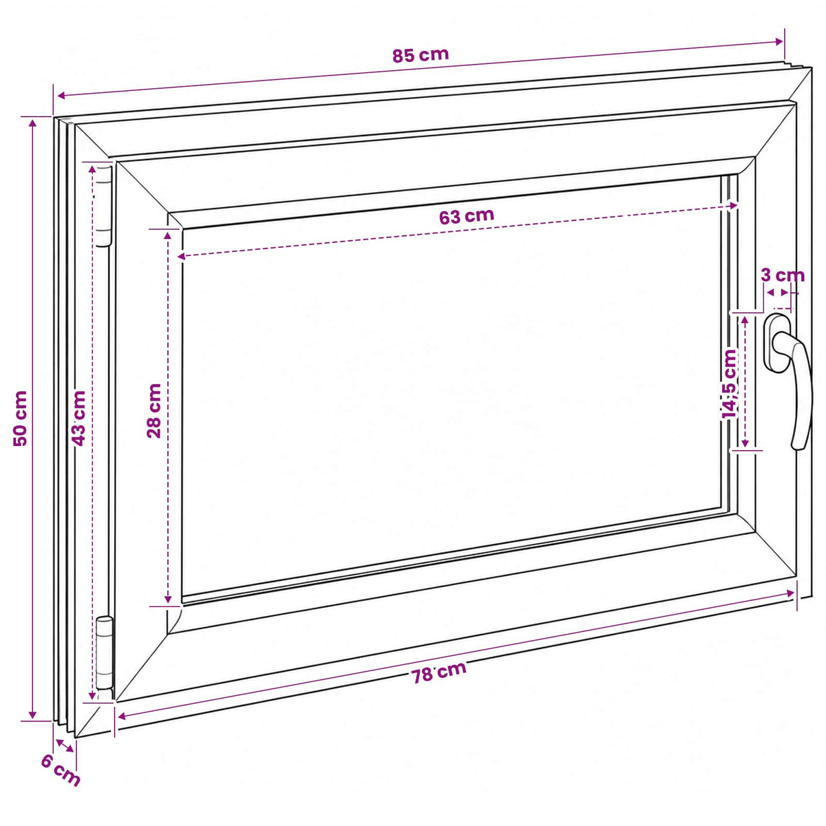vidaXL Basement Window Internal Colour White RISOR 85 x 50 cm