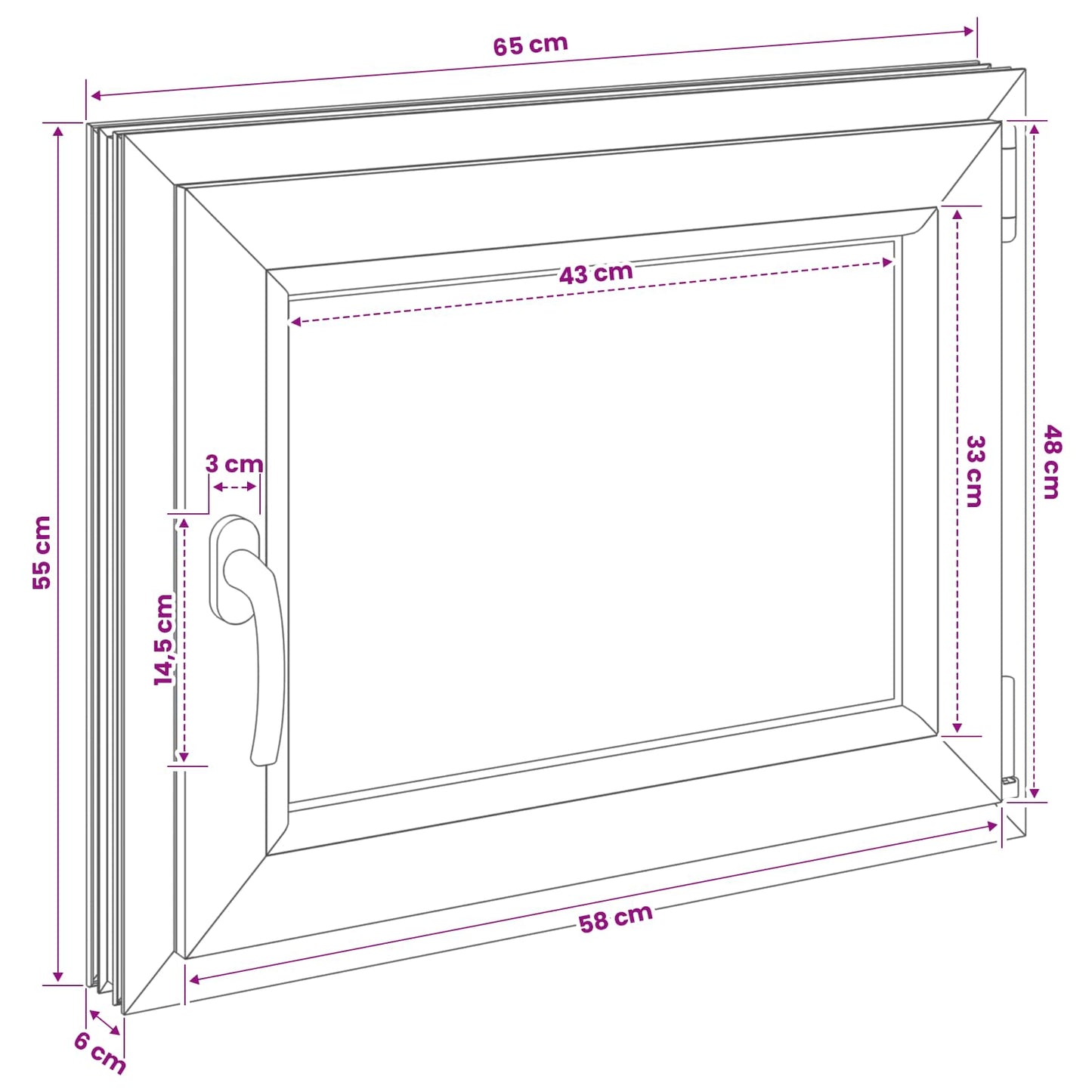 vidaXL Basement Window RISOR 65 x 55 cm PVC and Glass