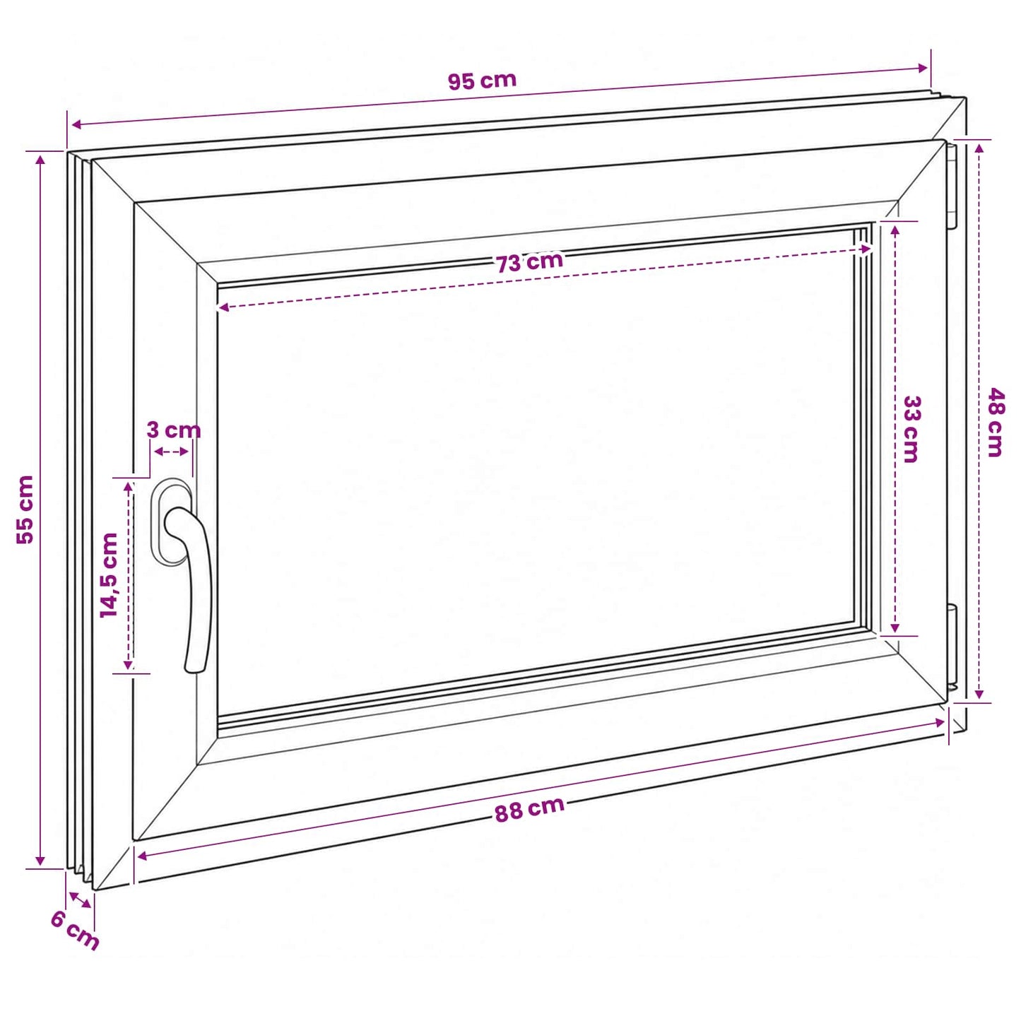 vidaXL Basement Window RISOR 95 x 55 cm PVC and Glass