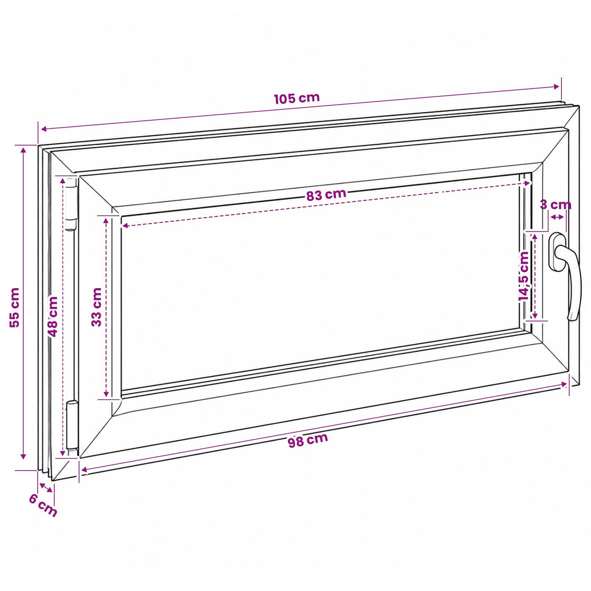 vidaXL Basement Window Internal Colour White RISOR 105 x 55 cm