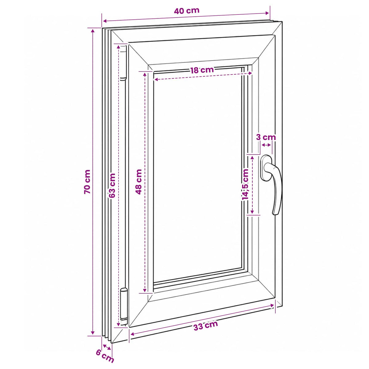 vidaXL Basement Window Internal Colour White RISOR 40 x 70 cm