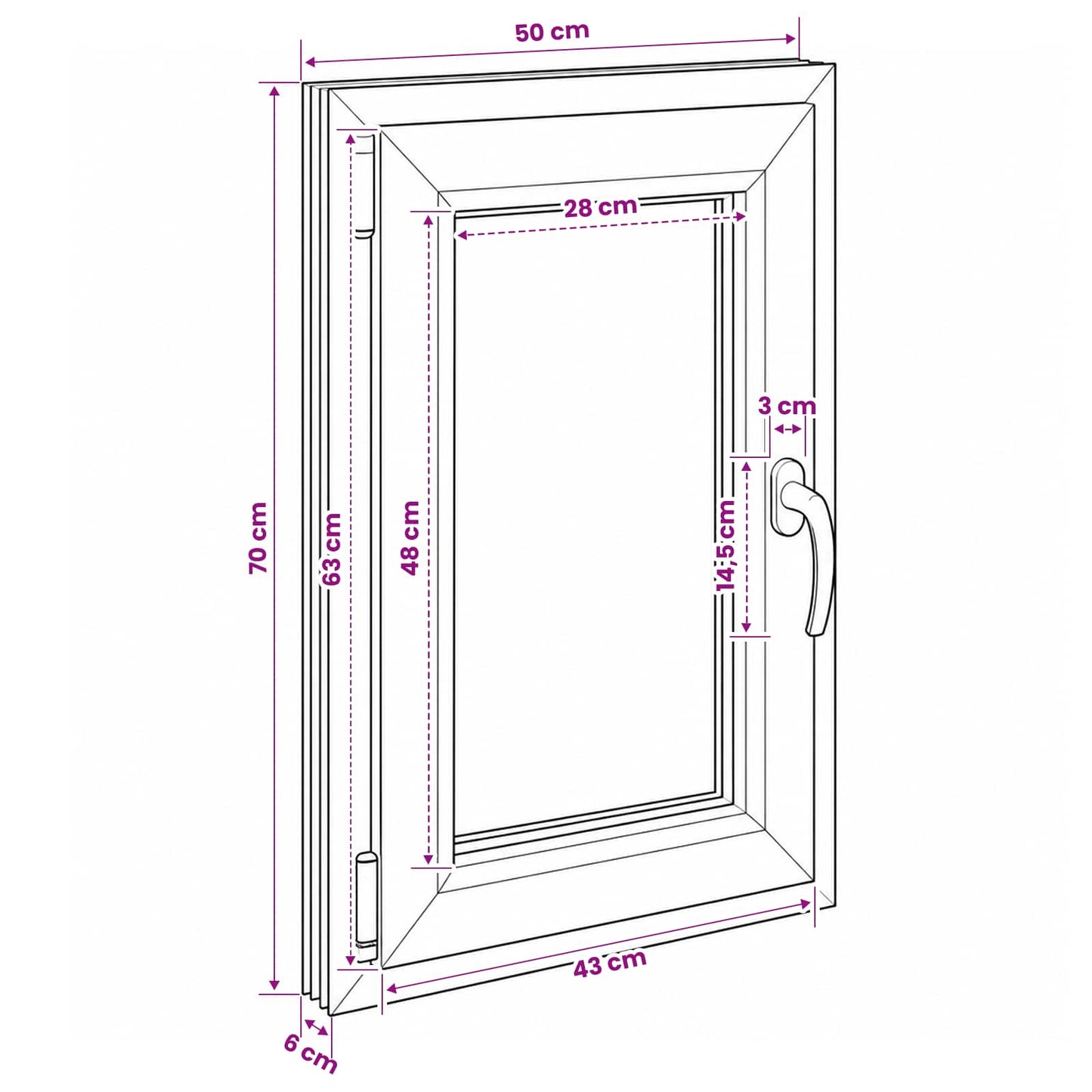 vidaXL Basement Window RISOR 50 x 70 cm PVC and Glass