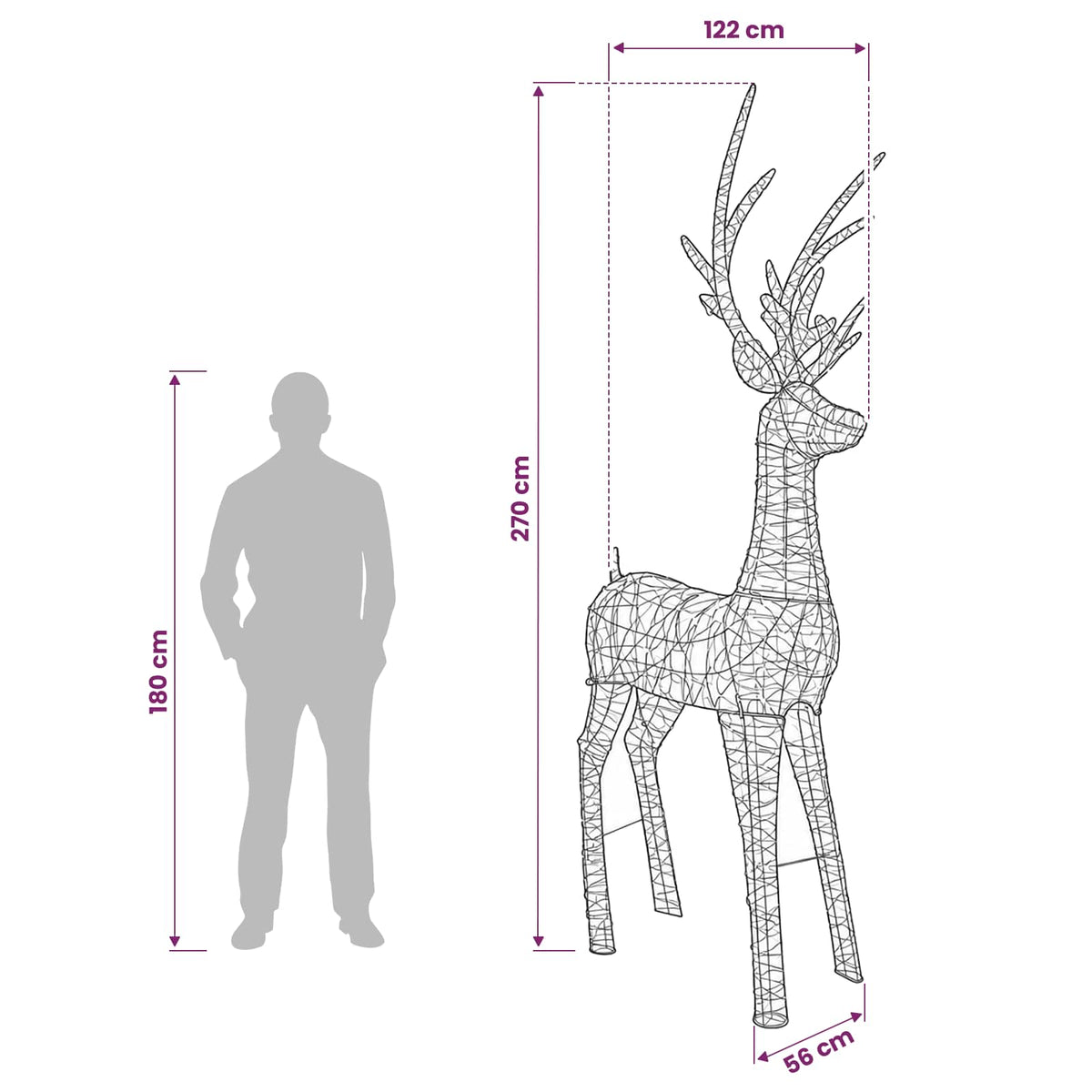 vidaXL Christmas LED Reindeer Motif Light 1000 LEDs Warm White