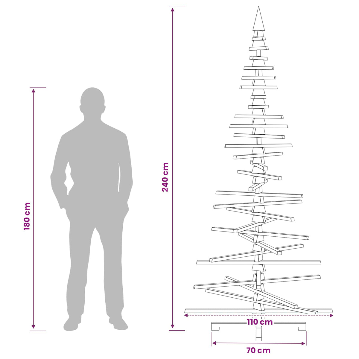 vidaXL Wooden Christmas Tree KOTKA 240 cm Solid Pine Wood Natural