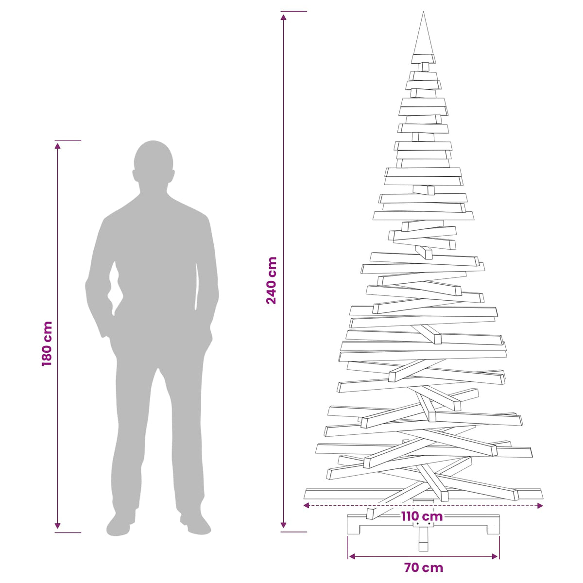 vidaXL Wooden Christmas Tree KOTKA 240 cm Solid Pine Wood Brown Finish