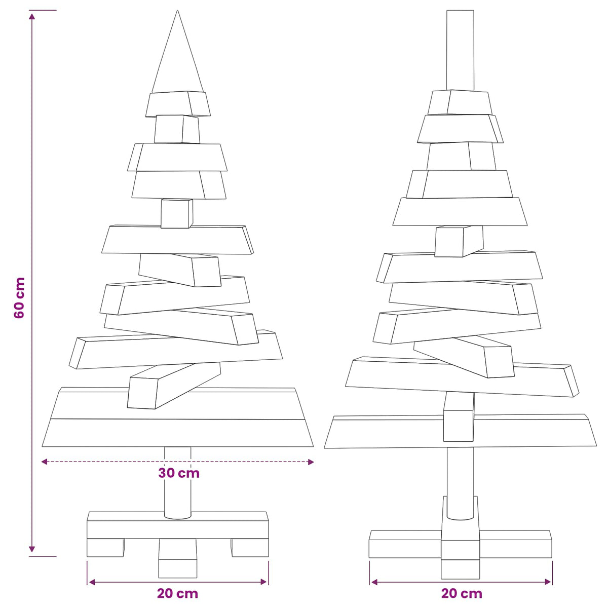 vidaXL Wooden Christmas Tree KOTKA 60 cm Solid Pine Wood