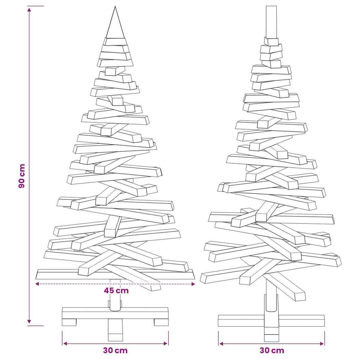 vidaXL Wooden Christmas Tree KOTKA 90 cm Solid Pine Wood Natural