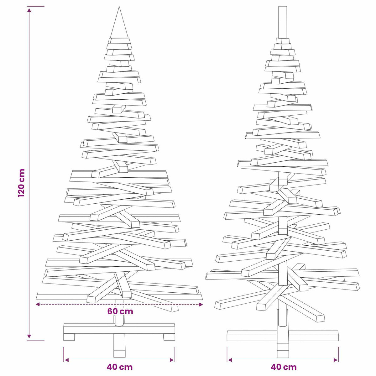 vidaXL Wooden Christmas Tree KOTKA 120 cm Solid Pine Wood Brown Finish