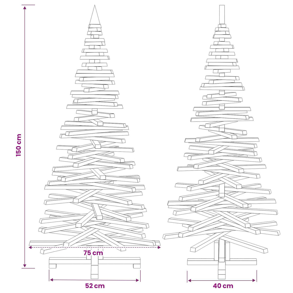 vidaXL Wooden Christmas Tree KOTKA 150 cm Solid Pine Wood Brown Finish