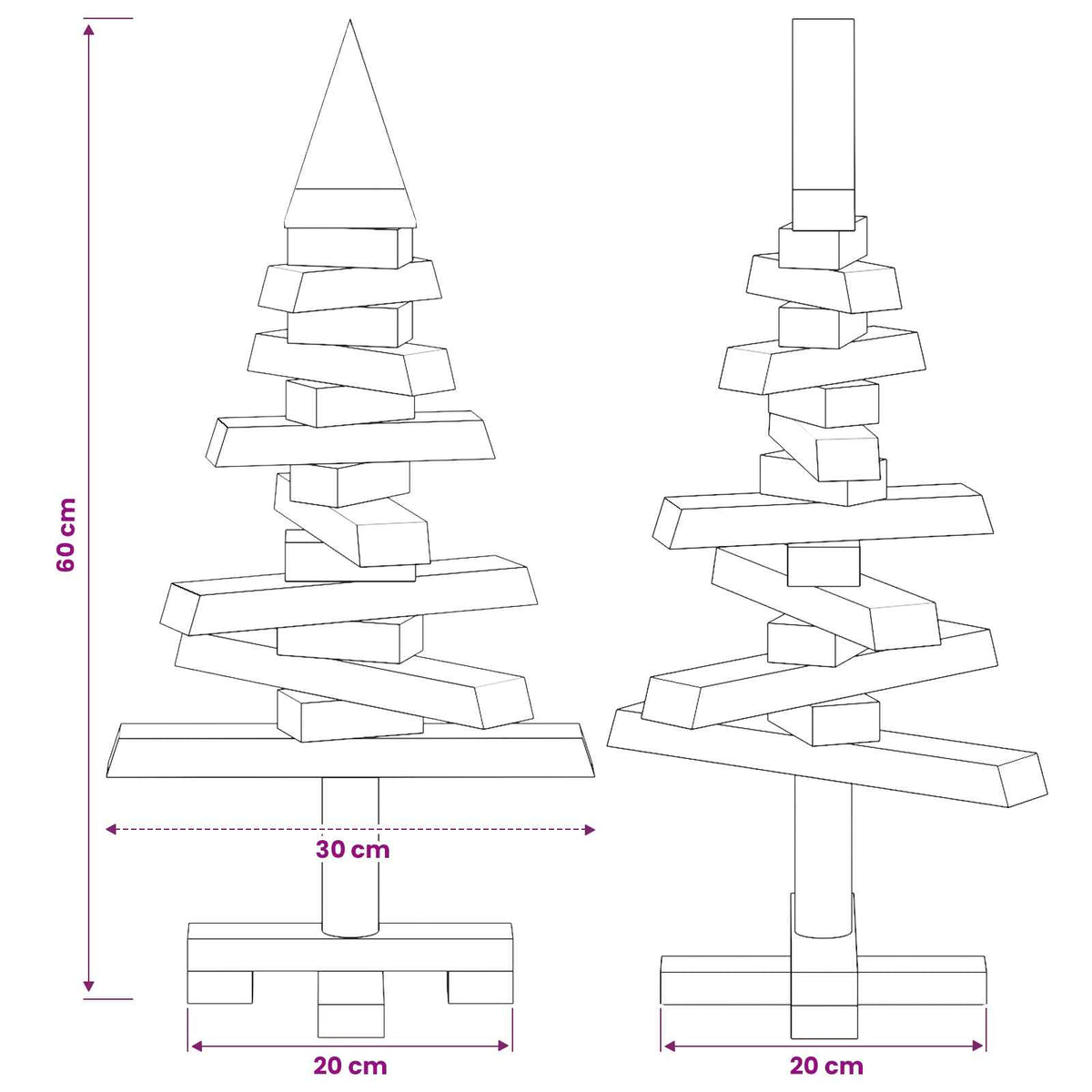 vidaXL Wooden Christmas Tree KOTKA 60 cm Solid Pine Wood Brown Finish