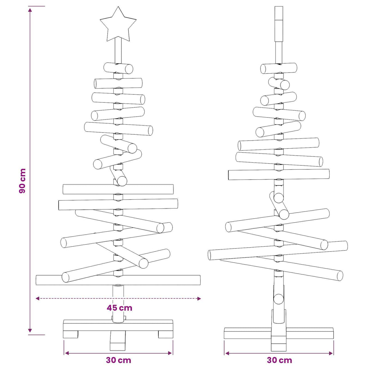 vidaXL Wooden Christmas Tree KOTKA 90 cm Solid Pine Wood Natural