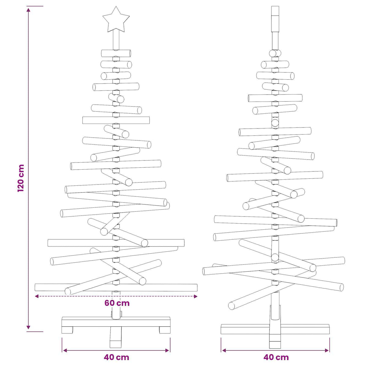 vidaXL Wooden Christmas Tree KOTKA 120 cm Solid Pine Wood Natural