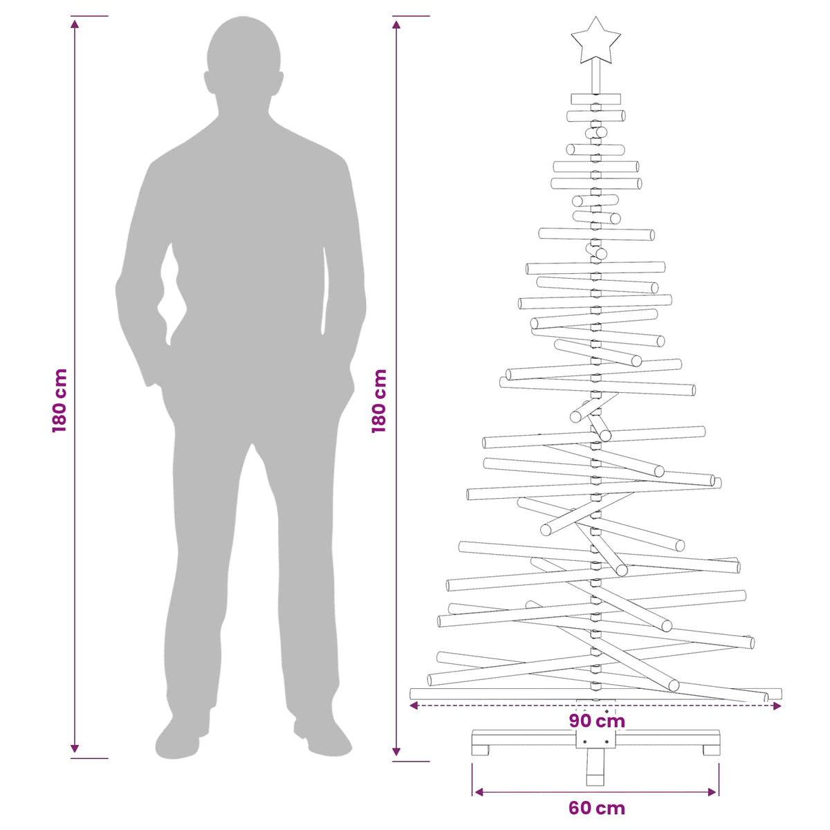vidaXL Wooden Christmas Tree KOTKA 180 cm Solid Pine Wood