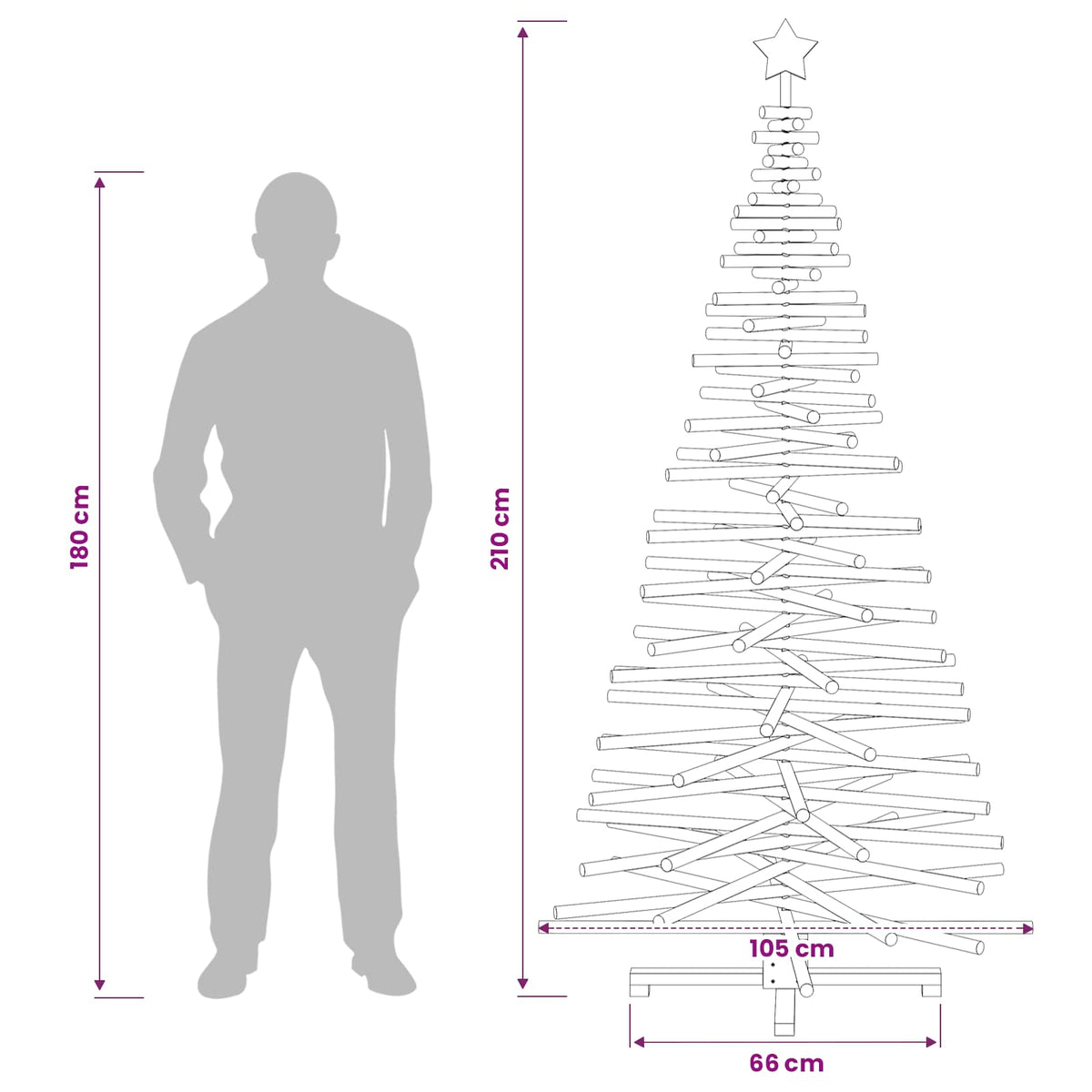vidaXL Wooden Christmas Tree KOTKA 210 cm Solid Pine Wood Natural