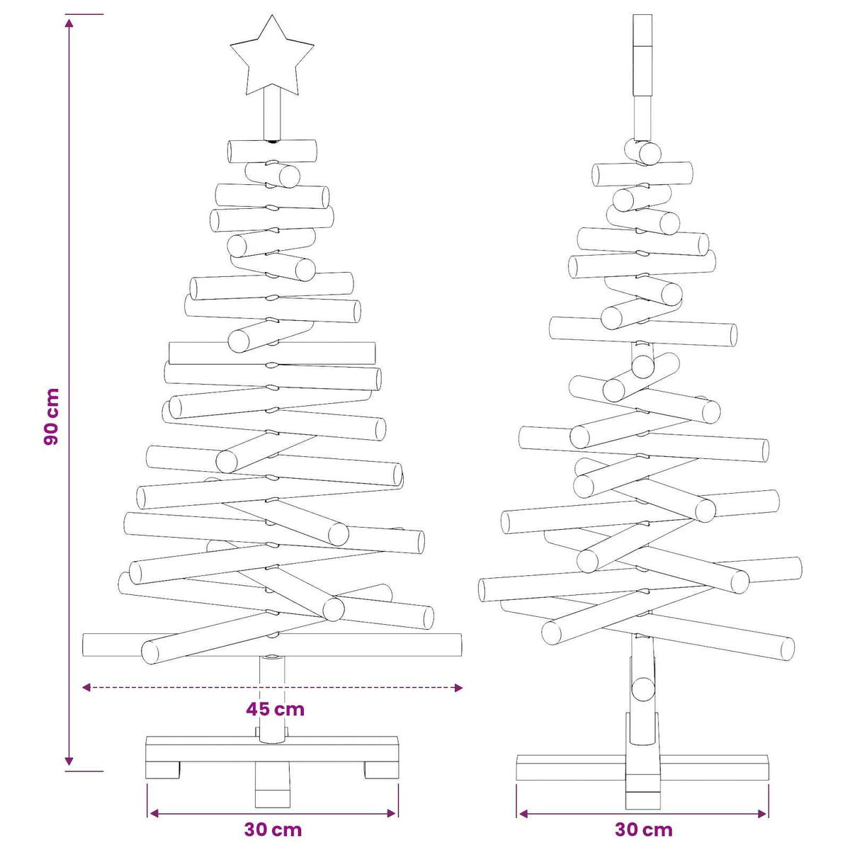 vidaXL Wooden Christmas Tree KOTKA 90 cm Solid Pine Wood