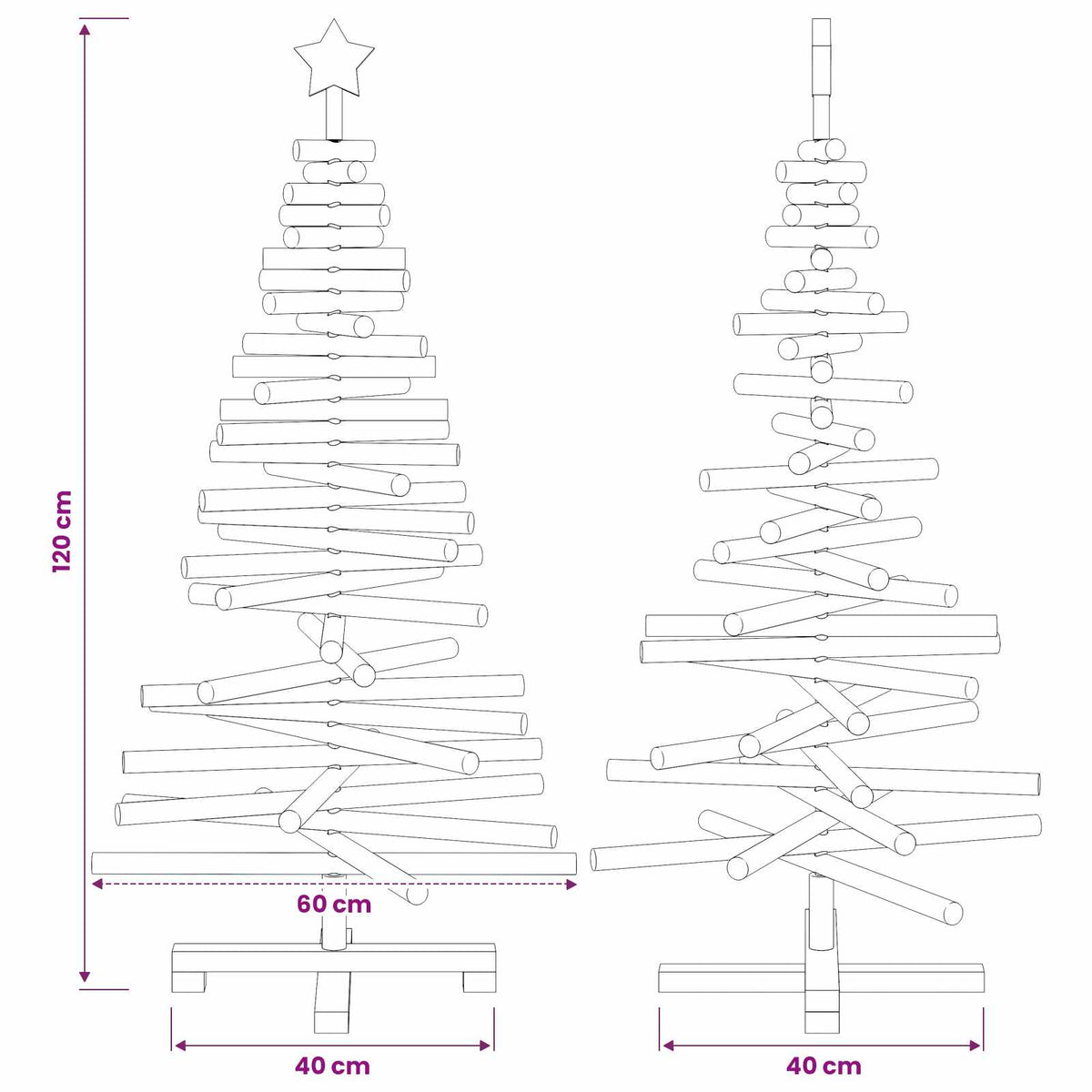 vidaXL Wooden Christmas Tree KOTKA 120 cm Solid Pine Wood