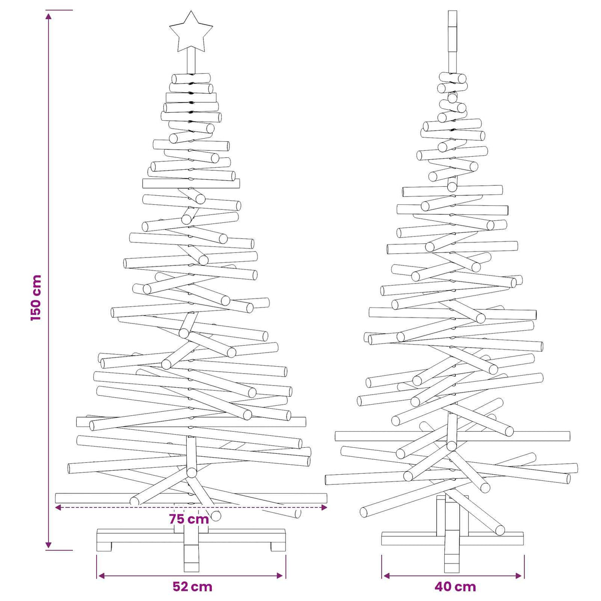 vidaXL Wooden Christmas Tree KOTKA 150 cm Solid Pine Wood