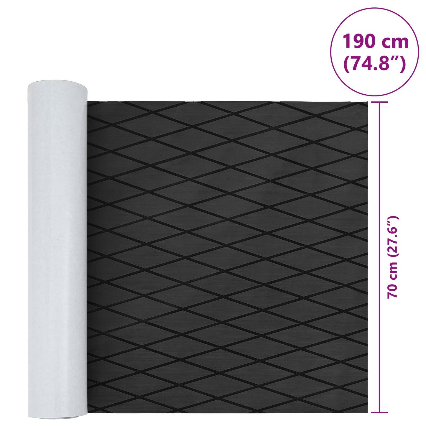 vidaXL Boat Mat Striped Dark Grey and Black 190 x 70 cm EVA