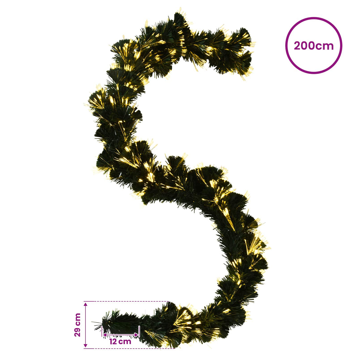 vidaXL Christmas Garland 48 LEDs Warm White PVC
