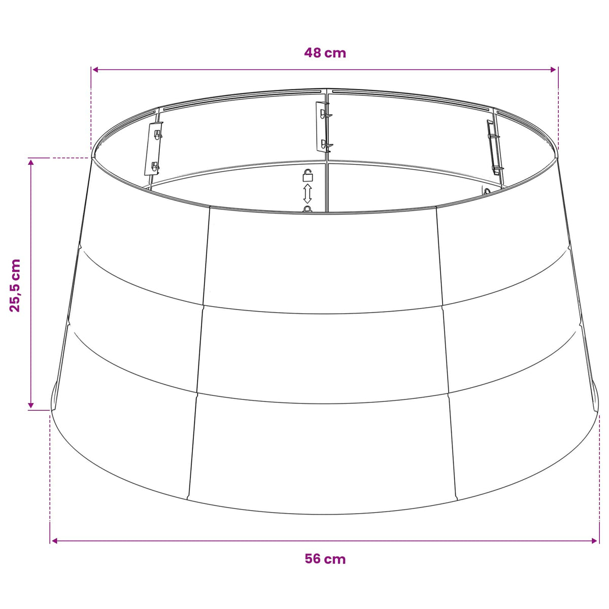 vidaXL Christmas Tree Skirt Cone-shaped Silver Ø 56 x 25.5 cm Plastic
