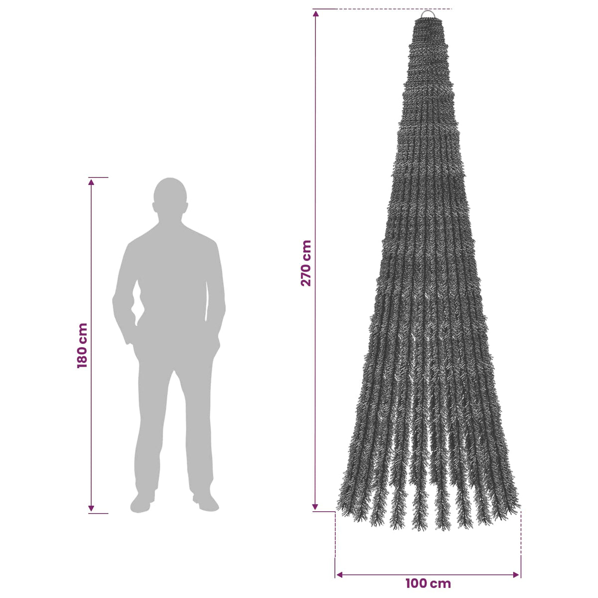 vidaXL LED Christmas Tree 270 cm 648 LEDs Warm White Steel Green